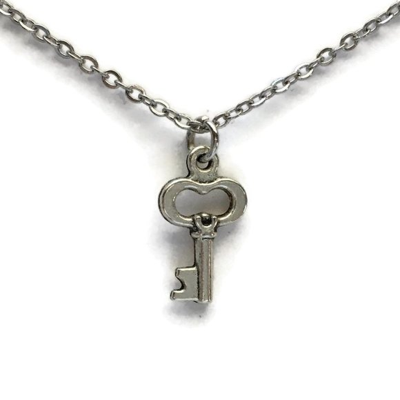 Tampa Coin Creations Jewelry - 🗝️ Skeleton Key Charm Necklace Tibetan Silver Stainless Steel Handmade 4for$20